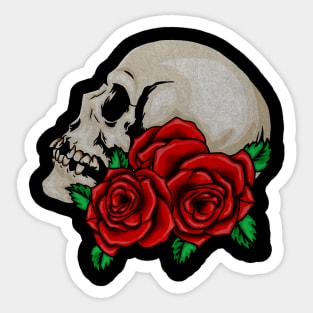 Skull, Floral Roses Sticker